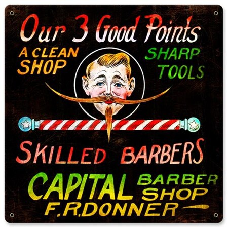 Stetsom Barber Shop & Shoe Shine Memories BS019 Good Points Vintage Metal Sign BS019